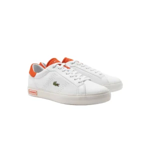 کتونی لاگوست مدل women's Powercourt 2.0 Orange Leather Trainers