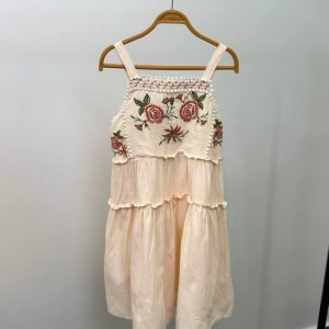 پیراهن گلدوزی کرم زارا اسپانیایی