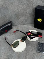 عینک ریبن فراری فریم گرد مشکی طلایی - تصویر 3