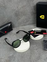 عینک فراری فریم گرد مشکی شیشه سبز - تصویر 2