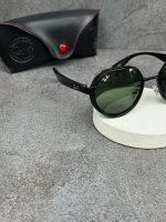 عینک فراری فریم گرد مشکی شیشه سبز - تصویر 3