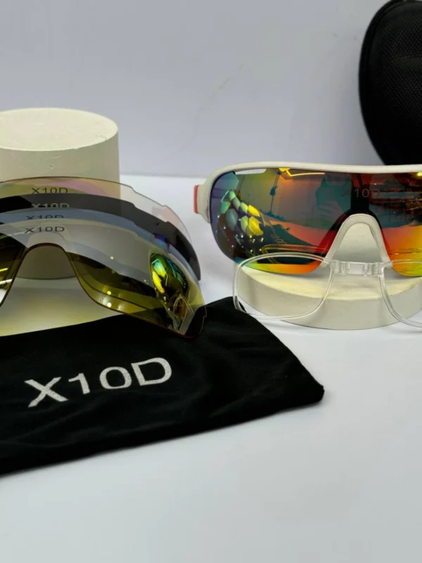 عینک سفید دسته قرمز x10d - تصویر 3