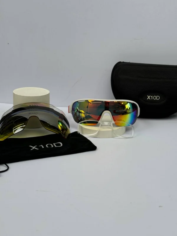 عینک سفید دسته قرمز x10d - تصویر 1