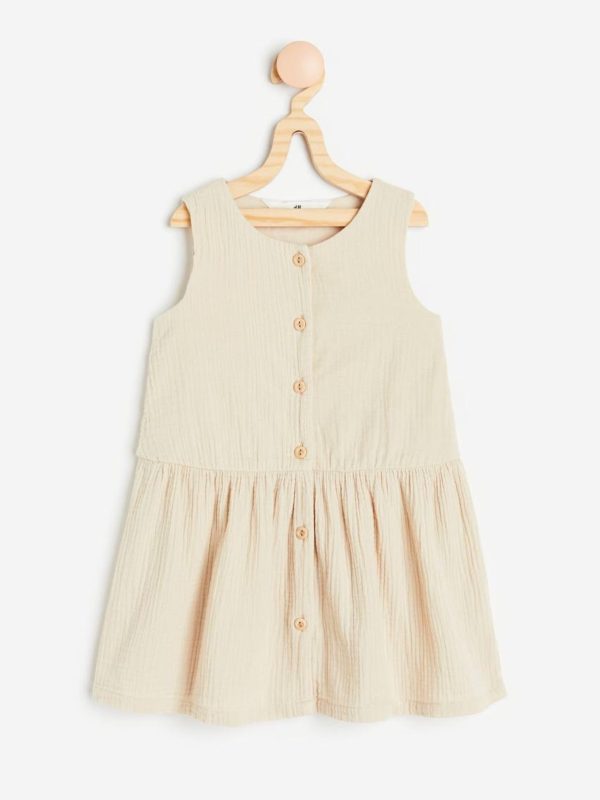 سارافون بچگانه کرم حلقه ای لینن پفکی H&M - Image 1