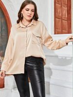 شومیز مانتوی کرپ ساتن شین کرم