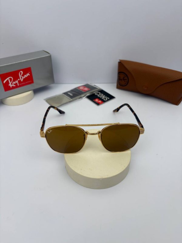 عینک RB-3688 رنگ فریم طلایی دسته هاوانا عدسی قهوه ای - Image 4