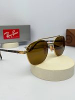 عینک RB-3688 رنگ فریم طلایی دسته هاوانا عدسی قهوه ای - Image 3