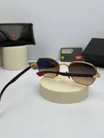 عینک ریبن  فریم طلایی عدسی هایلایت قهوه ای - Image 4