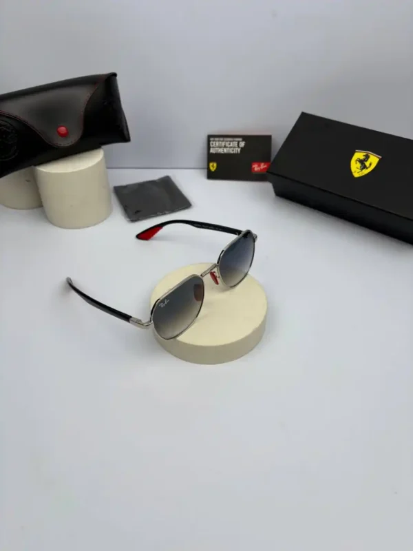 عینک ریبن فریم نقره ای عدسی هایلایت آبی - Image 3