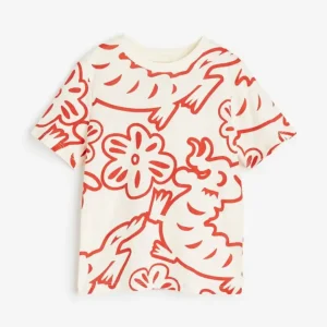 تیشرت بچگانه سفید برگ قرمز H&M