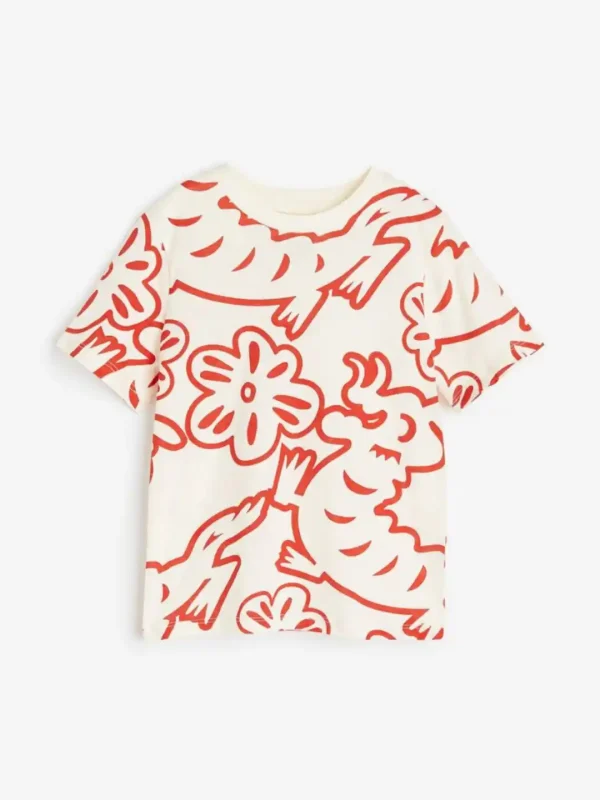 تیشرت بچگانه سفید برگ قرمز H&M - تصویر 1