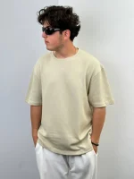 تیشرت کرمی پارچه بیسکویتی zara - Image 3