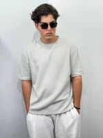 تیشرت بیسیک بیسکویتی طوسی zara - تصویر 3