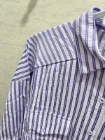 مانتو خط خطی پفکی بنفش بوهو - Image 6