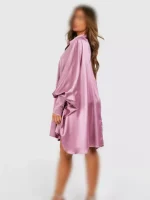 پیراهن مانتویی ساتنSATIN OVERSIZED BATWING BALLOON SLEEVE - Image 4