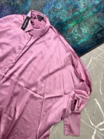 پیراهن مانتویی ساتنSATIN OVERSIZED BATWING BALLOON SLEEVE - Image 2