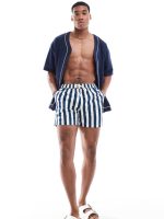 مایو شنا راه راه کله غازی swim shorts in navy - Image 2