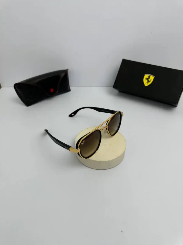 عینک Rb-3676m فریم طلایی دسته مشکی عدسی قهوه ای هایلایت - Image 4