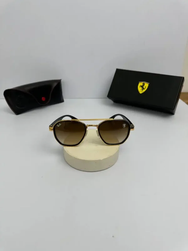 عینک Rb-3676m فریم طلایی دسته مشکی عدسی قهوه ای هایلایت - Image 3