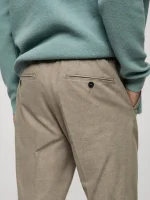 شلوار بژ REGULAR FIT FLANNEL TROUSERS - Image 2