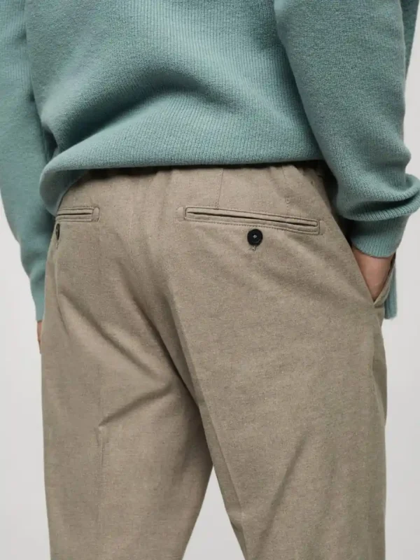 شلوار بژ REGULAR FIT FLANNEL TROUSERS - Image 2