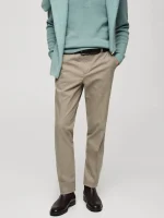 شلوار بژ REGULAR FIT FLANNEL TROUSERS