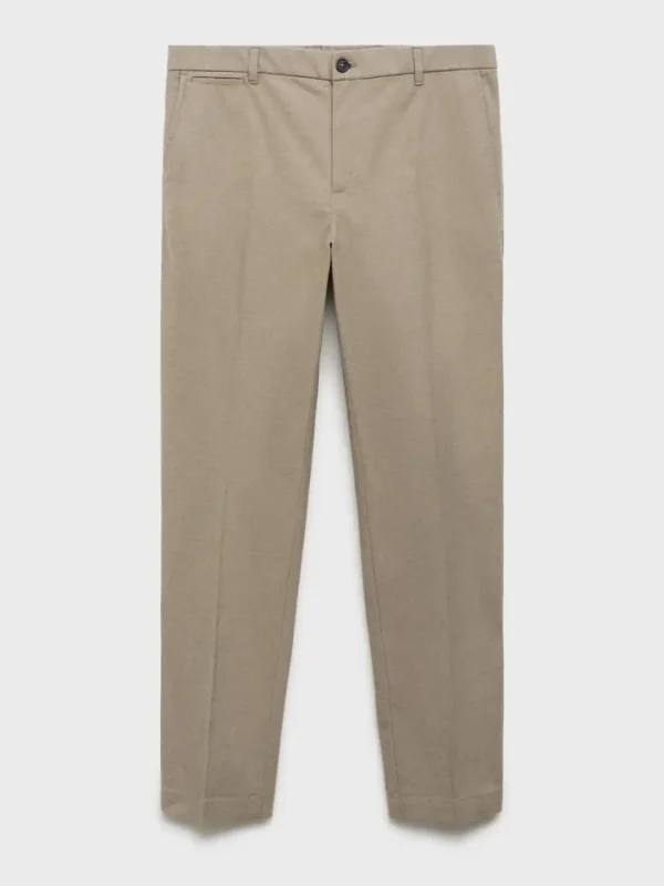 شلوار بژ REGULAR FIT FLANNEL TROUSERS - Image 3
