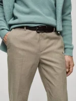 شلوار بژ REGULAR FIT FLANNEL TROUSERS - Image 5