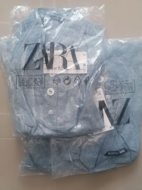 پیراهن لینن آستین‌کوتاه والدیگرانو zara - Image 19