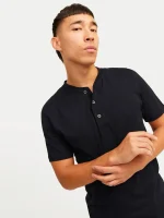 تیشرت مشکی 3دکمه jack&jones - Image 2