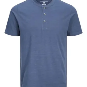 تیشرت ابی 3 دکمه ای jack&jones