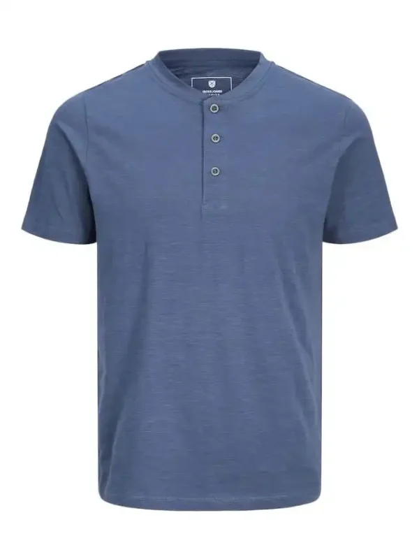 تیشرت ابی 3 دکمه ای jack&jones - Image 1