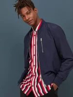 کاپشن بامبر خلبانی سرمه ای h&m - Image 2