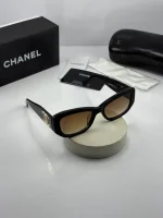 عینک chanel-5493 مشکی براق عدسی  هایلایت قهوه ای