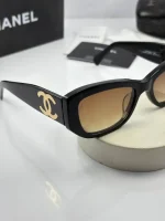 عینک chanel-5493 مشکی براق عدسی  هایلایت قهوه ای - Image 3