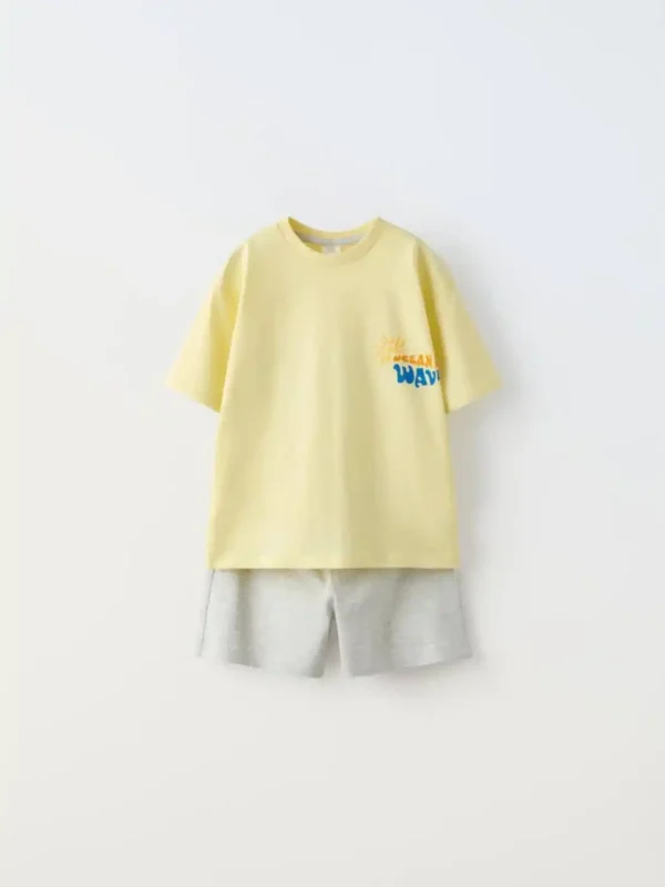 ست تیشرت شلوارک بچگانه پشت طرح ZARA - Image 1