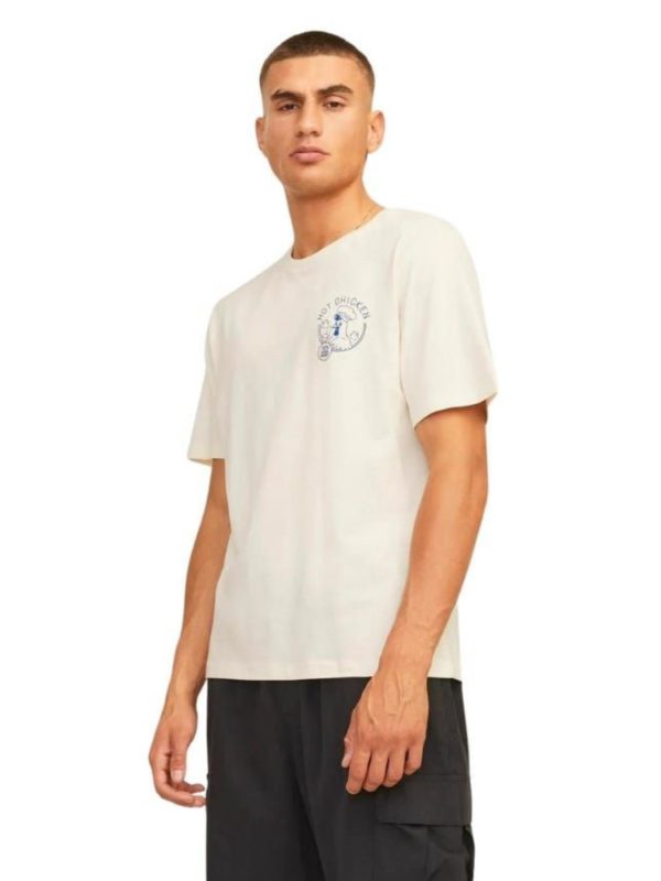 تیشرت کرم لوگو آبی - Image 1