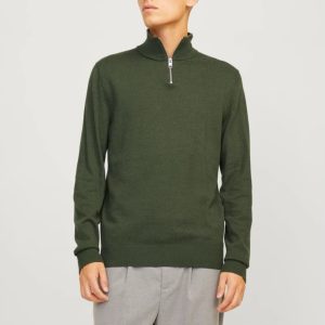 بافت نیم زیپ سبزjack&jones