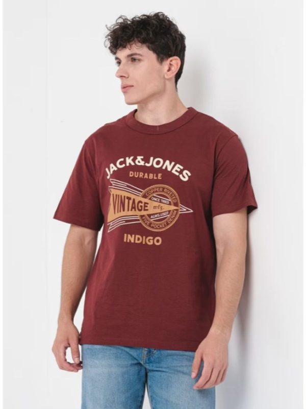 تیشرت زرشکی لوگو سفید jack&jones - Image 3