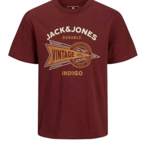 تیشرت زرشکی لوگو سفید jack&jones