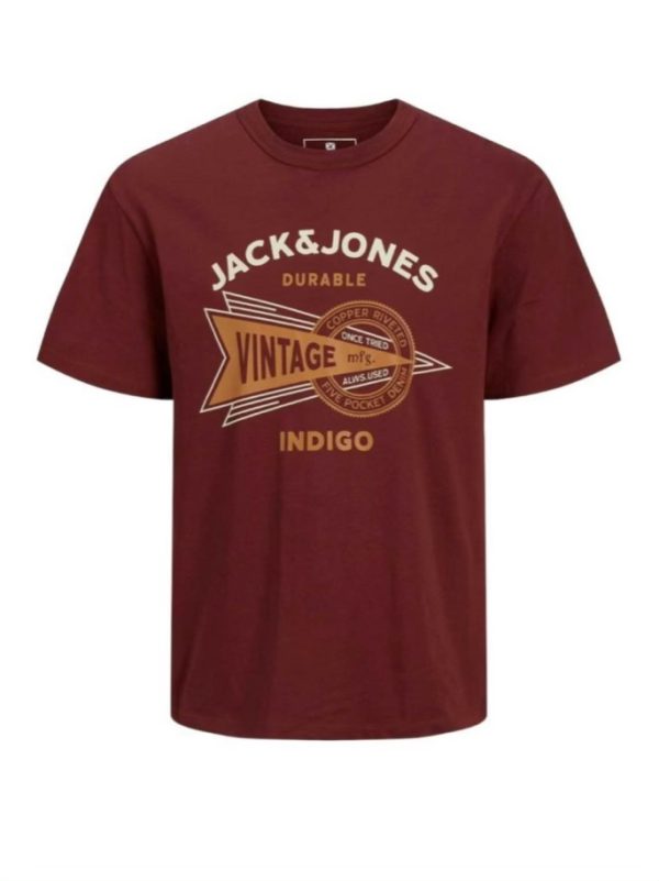 تیشرت زرشکی لوگو سفید jack&jones - Image 1